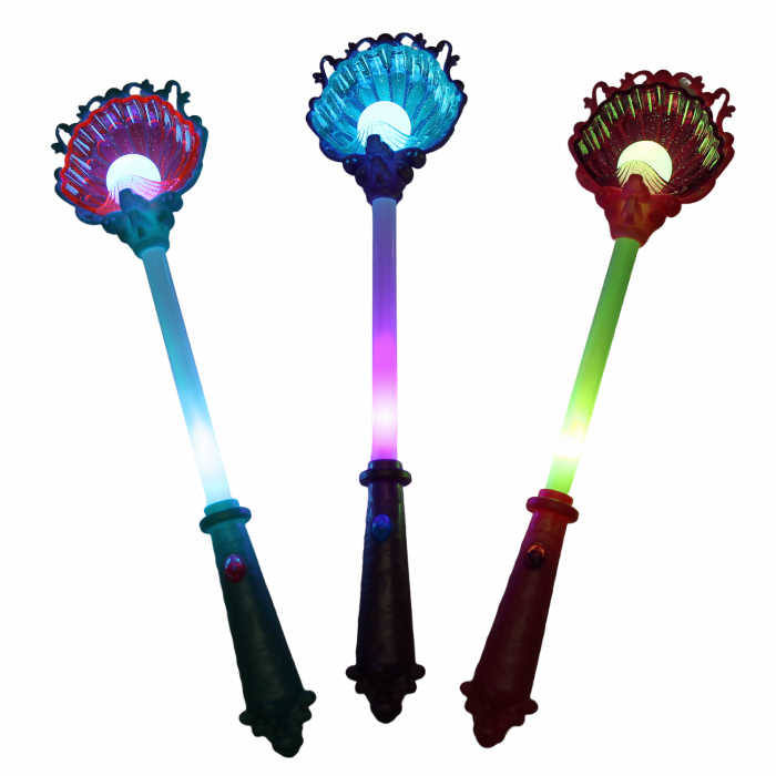 Meerjungfrau Zauberstab LED-Stab 34 cm mit sanften Farbwechsel I  Leuchtperle  Nixen Mädchen Spiezeug Muschelstab