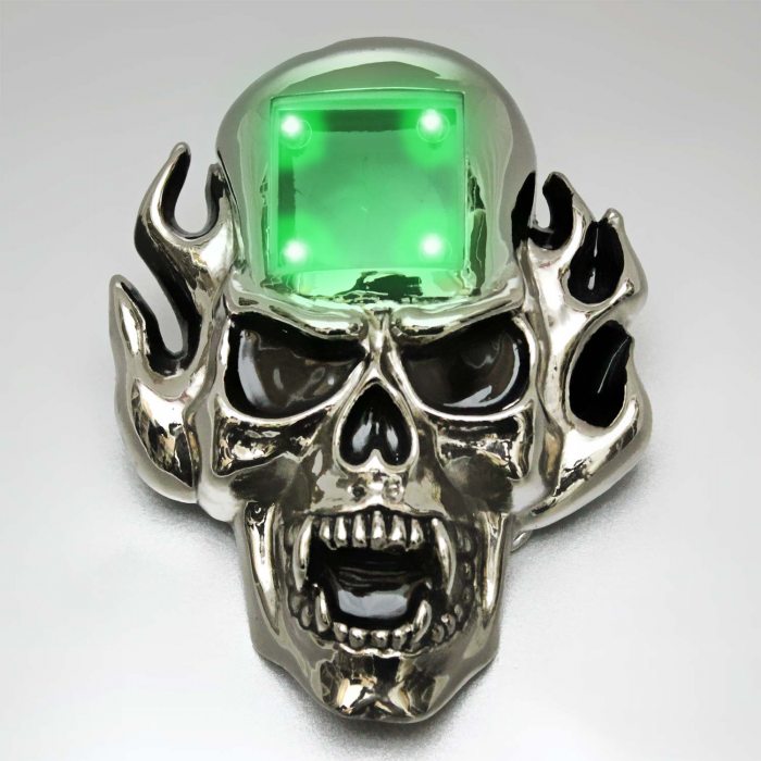 totenkopf gürtelschnalle mit led