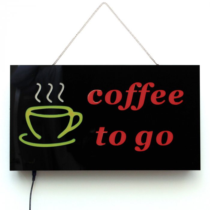LED coffee to go-Schild