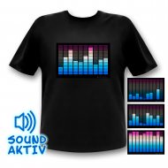 Nur noch in Größe S: 10-Kanal Equalizer LED T-Shirt Ozon Rave Herren Männergeschenk Blickfang