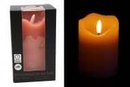Luminous LED pillar candle pink 15 x 7.5 cm with timer & wick