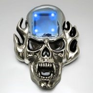 LED-Gürtelschnalle Totenkopf günstig kaufen IChrom leuchtende Schnalle I Halloween & Fasching Kostüm