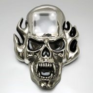 LED-Gürtelschnalle Totenkopf günstig kaufen IChrom leuchtende Schnalle I Halloween & Fasching Kostüm