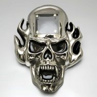 LED-Gürtelschnalle Totenkopf günstig kaufen IChrom leuchtende Schnalle I Halloween & Fasching Kostüm