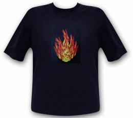 LED Equalizer Funshirt Fire Feuer Flammen Leuchtshirt Partyshirt