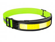 Battery headlamp with wide-area white or red LED lighting