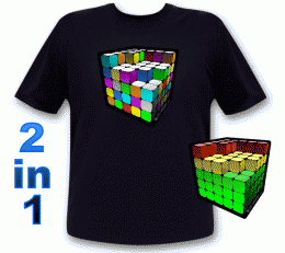 Würfel LED-Shirt Nerd Shirt 3D Würfel Zauberwürfel