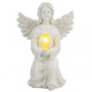 Kneeling angel with illuminated cross