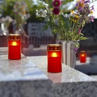 LED Grablicht Grabkerze mit realistischem Flackereffekt 12x7cm für Innen & Außen geeignet