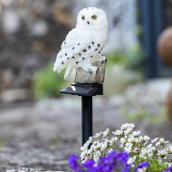 Weiße Eulen-Leuchte mit Solarzelle
