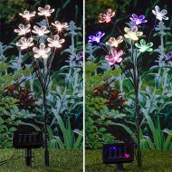 Solar LED Blumenstecker 60cm weiss oder bunt I 8 große Leuchtblüten I Solar Blumenleuchte Dekorkation für Balkon & Garten