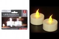 LED Teelicht 2er mit Timer I Automatisches Ausschalten I 4 cm Ø günstig I Flacker Kerzenlicht gelbe Flamme I Rauchfrei