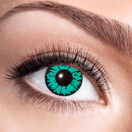 Motiv-Kontaktlinsen Reptil I Zwei schwarzgrüne Eyecatcher Wochenlinsen I Echsen Augen-Motivlinsen