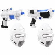 2er Set Space Wars LED-Pistolen Spielzeugwaffen & Masken  I Future Defender Science Fiction Verkleidung I LED Blaster Strahlenkanone Waffe