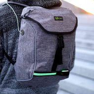 Wheel Bee LED-Rucksack mit grünem Licht und Reflektorstreifen I Uni Rucksack mit Laptop-Fach I Allround City-Rucksack