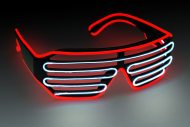 Soundaktivierte EL-Wire Bicolor Party-Shutterbrille schwarz I Gitterbrille I Brille mit Licht leuchtet