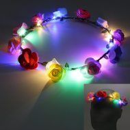 LED-Blütenkranz Haarreif I Rosen-Haarkranz mit bunten LEDs I Frühlingsblüten I LED-Kranz Blumenkranz JGA & Hochzeit kaufen