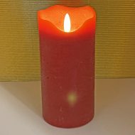 LED-Echtwachskerzen Stumpenkerze Bordeauxrot 15 x 7.5 cm mit Timer I Batteriebetrieben mit 3D Flackereffekt