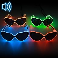 Sound sensitive EL heart glasses