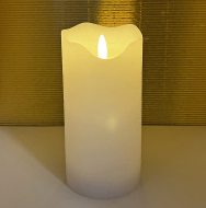 LED-Echtwachskerzen Stumpenkerze Weiß 15 x 7.5 cm mit Timer I Batteriebetrieben mit 3D Flackereffekt