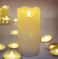 Luminous LED pillar candle white 15 x 7.5 cm with timer & wick