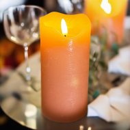 Luminous LED pillar candle pink 15 x 7.5 cm with timer & wick