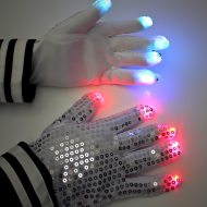 Leuchtende Pailletten LED-Handschuh rechts (1 Stück)
