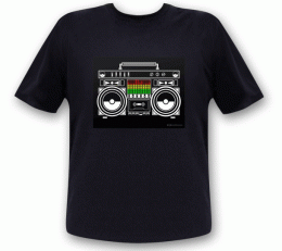 Ghettoblaster LED T-Shirt Vintage Retro Boombox Leuchtshirt