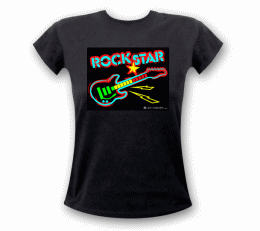 Rockstar LED T-Shirt Damen Gitarren Funshirt