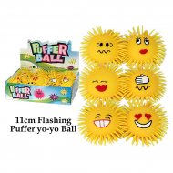 LED Pufferball I Leuchtender Wuschelball I Pom-Ball mit Gesicht