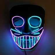 Freaky Freak LED Kostüm Neon Maske I Halloween Nacht Party I EL-Leuchtmaske