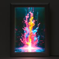Farbspritzer Fontäne LED-Leuchtrahmen DIN A4 Aluminium I Modern Art Poster Hintergrundbeleuchtung I LED-Bilder-Leuchtkasten I Leuchtkasten mit ultraflachem Design & Klapprahmentechnik