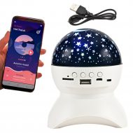 LED Sternenhimmel Musik Projektor mit kabellosem Lautsprecher I Akku- oder USB-betrieben I Kinderzimmer Nachtlicht HörspieleIe I Sternenlicht Effektlicht I Farbwechselnde Sterne | MP3, WMA, WAV