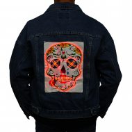 Größe L Einzelstück I Leuchtende Totenkopf Jeansjacke Damen