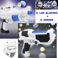 2er Set Space Wars LED-Pistolen Spielzeugwaffen & Masken  I Future Defender Science Fiction Verkleidung I LED Blaster Strahlenkanone Waffe