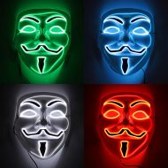 Leuchtende Vendetta-Maske LED Anonymous-Gesichtsmaske Protestmaske blau grün rot weiß led