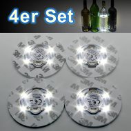 4 Stück LED-Flaschenlicht weiße LED I  Aufkleber Flaschenbeleuchtung Bar LED-Gadget