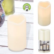 Luminous LED pillar candle white 13 x 7 cm with timer & wick