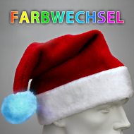 Leuchtende Weihnachtsmütze I LED-Weihnachtsmütze Farbwechsel I Nikolausmütze Bommelmütze mit Licht