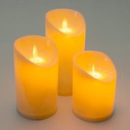 3er Set LED-Kerzen in gelb mit Flackereffekt I Leuchtende Stumpenkerzen mit Flammensimulation I Batterie-betrieben