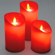 3er Set LED-Kerzen in rot mit Flackereffekt