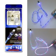 Praktisches 3 in 1 USB-Ladekabel mit Multicolor Lauflicht für Micro-USB + USB-C + Lightning-Stecker | USB-Gadget | Magnetische Anschlüsse I  Datensynchronisierung