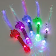 LED-Glasfaser Einhorn Zauberstab mit Kristallkugel I 7 Leuchtmodi 41cm lang  I Leuchtender Fantasy-Stab Kinder Spielzeug