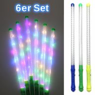 6er Set günstige Leuchtstäbe 48cm in blau, grün oder gelb I 6 mega Blinkstäbe 48 cm lang und bunt leuchtend I Sechs LED Stäbe multicolor