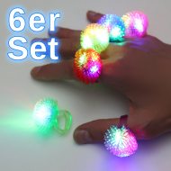 6er Set bunte LED Silikonringe Multicolor  I Faschingsring Karnevalsring I Blinkende Zottel Leuchtringe in sechs bunten Farben I Geburtstagsparty Tüte Mitgebsel Mitbrinsel