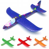 XXL LED-Wurfgleiter in 4 Farben 48 cm I LED Flug-Spielzeug draußen I Styroporflieger Leucht-Flieger mit bunten LED I Kinder Geburtstagsgeschenk Segelflugzeug Wurfspiezeug