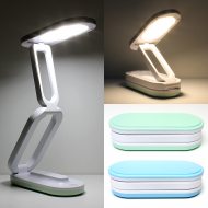 Dimmbare LED Schreibtischlampe USB & Akku betrieben I Faltbare Tischlampe 2 Modi Kalt- und Warm-Weiß