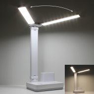 LED desk lamp USB & battery operated + dimmable I office table lamp 2 modes cold and warm white I swiveling LED light arms
