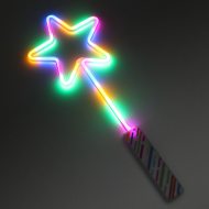 Bunter Neon Feenstab Stern 46cm I 80er Mottoparty LED Retro Leuchtstab 3 Leuchtmodi I Kinderfest Weihnachststern Leuchtstern