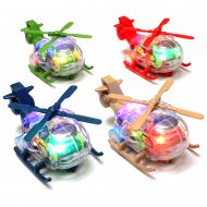 LED Spielzeug-Hubschrauber Schiebespielzeug mit Schwungrad & Licht 15 cm I Leuchtender Helikopter für Kleinkinder I Helikopter-Fahrzeug mit Klingelgeräusch